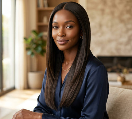 Yaki Straight Human Hair Lace Front Wig