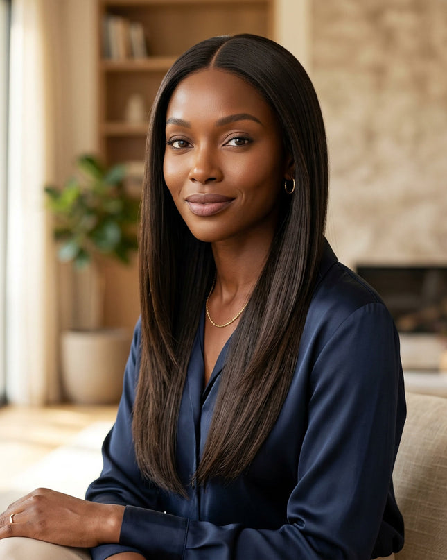 Yaki Straight Human Hair Lace Front Wig